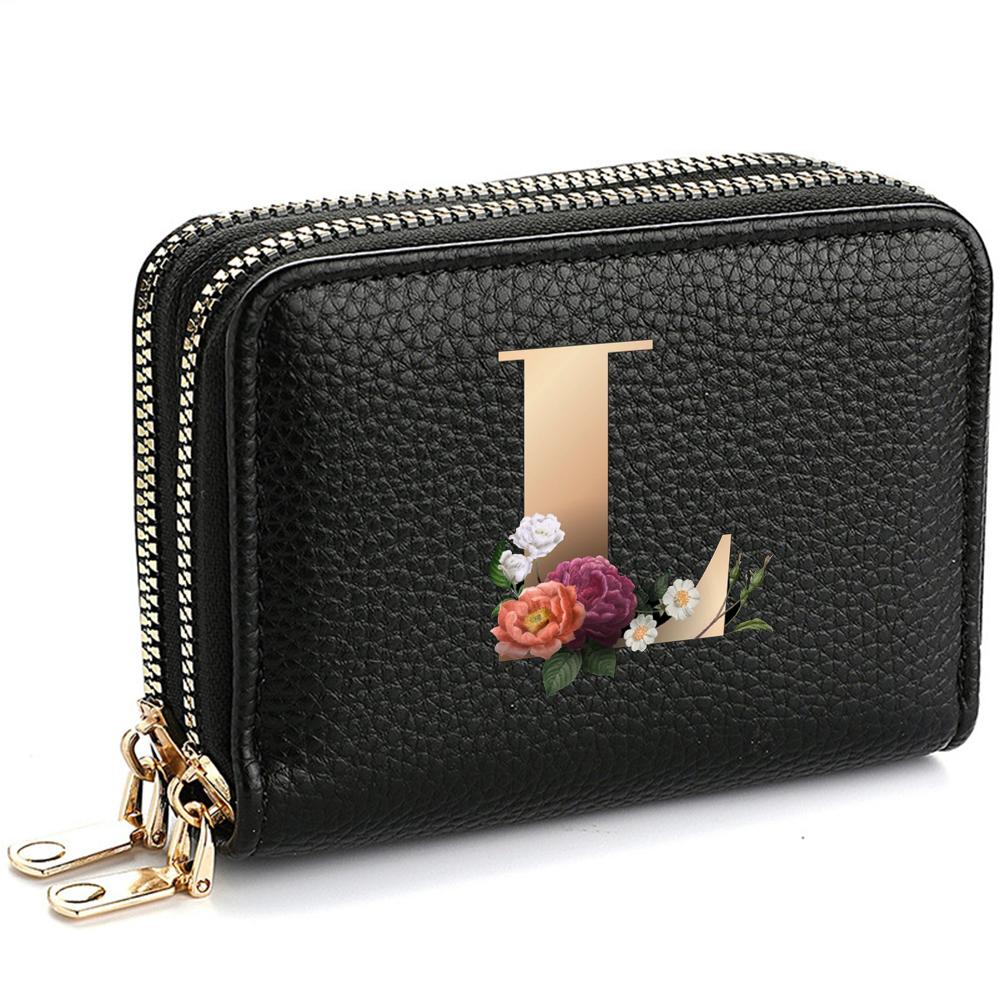 Portafoglio Portatessere da Donna, alla Moda, con Doppia Cerniera, Stampa di Lettere, Multi-Scomparto per Carte di Credito e Monete da Donna