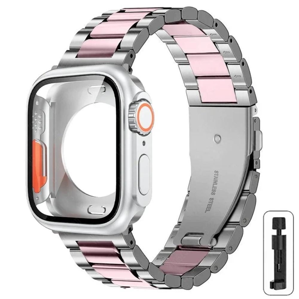Strap+Case for Apple Watch 11 10 42mm 46mm 9 8 7 41mm 45mm Metal Band PC Case For  iWatch Series 6 5 4 SE 40mm 44mm Watchband