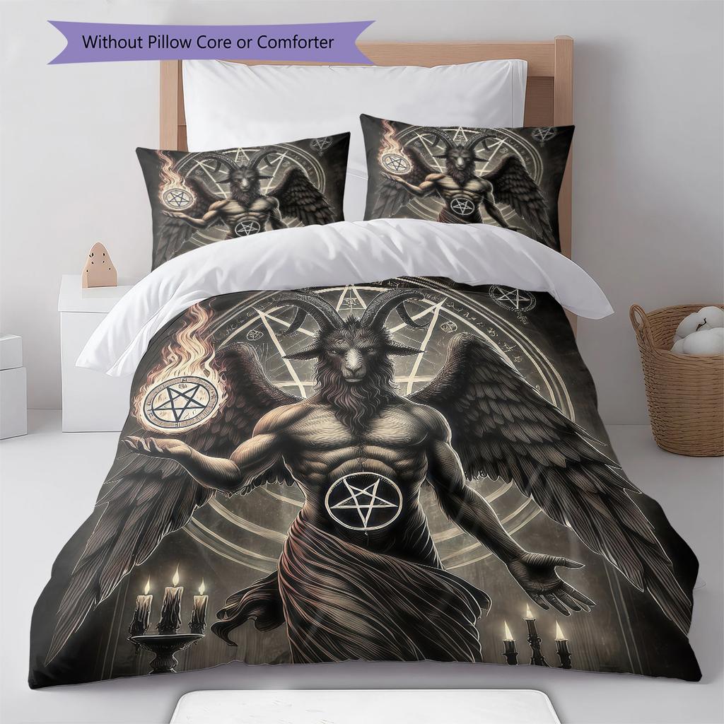 Satan Symbol Pattern Bedding,Quilt Set Quilt Cover Pillowcase Home Birthday Gift (1 * duvet cover + 2 * pillowcase, without core)