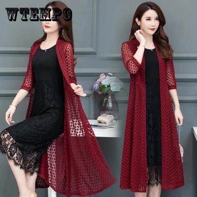 Chemise châle femme mi-longue tempérament été extérieur Cardigan crème solaire extérieur drapé haut maille manteau