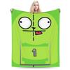 INVADER ZIM GIR Blanket Flannel Spring/Autumn Green Cute Breathable Thin Throw Blanket for Bed Outdoor Bedding Throws