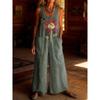 2026 Women's Vintage Summer Cotton and Linen Button Pocket Comfortable Sleeveless Casual One-piece Wide Leg Jumpsuit
