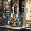 Japanese Samurai Skull Print Tote Bag Trendy Casual Daily Shoulder Bag