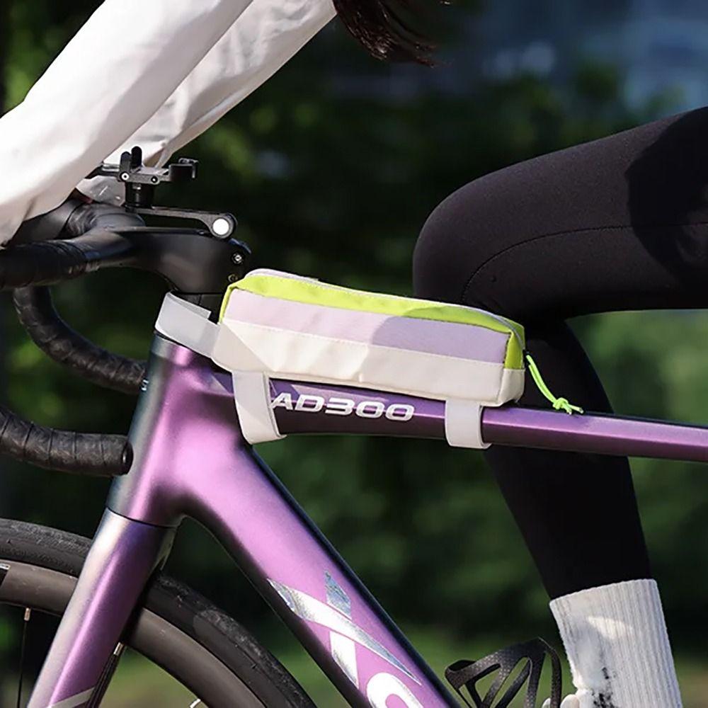 

Large Capacity Bike Frame Bag Patchwork Color Front Beam Bag Portable Bicycle Pouch