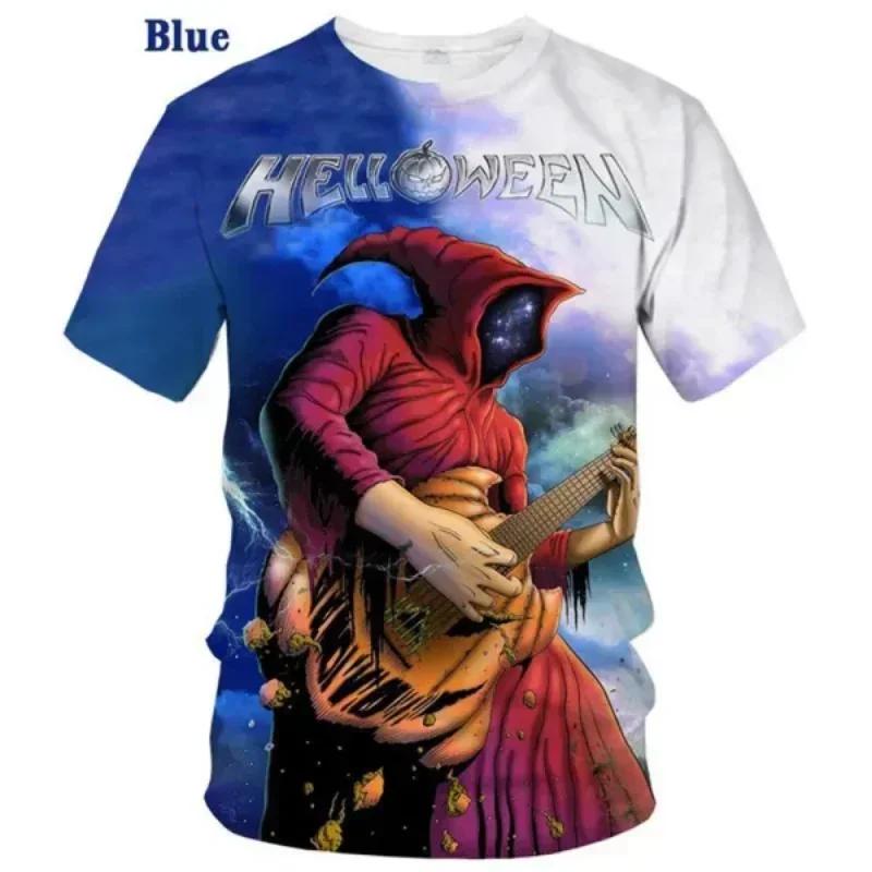 Rock Band Helloween 3D Print T Shirt Women Men Summer O-neck Short Sleeve Fashion Tshirt Graphic Tees Cosplay Costume Tees