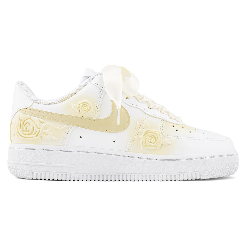 Nike Air Force 1 Wear resistant And Lightweight Low top Skateboard Shoes Women's White Yellow HF2016-100(Team943-)