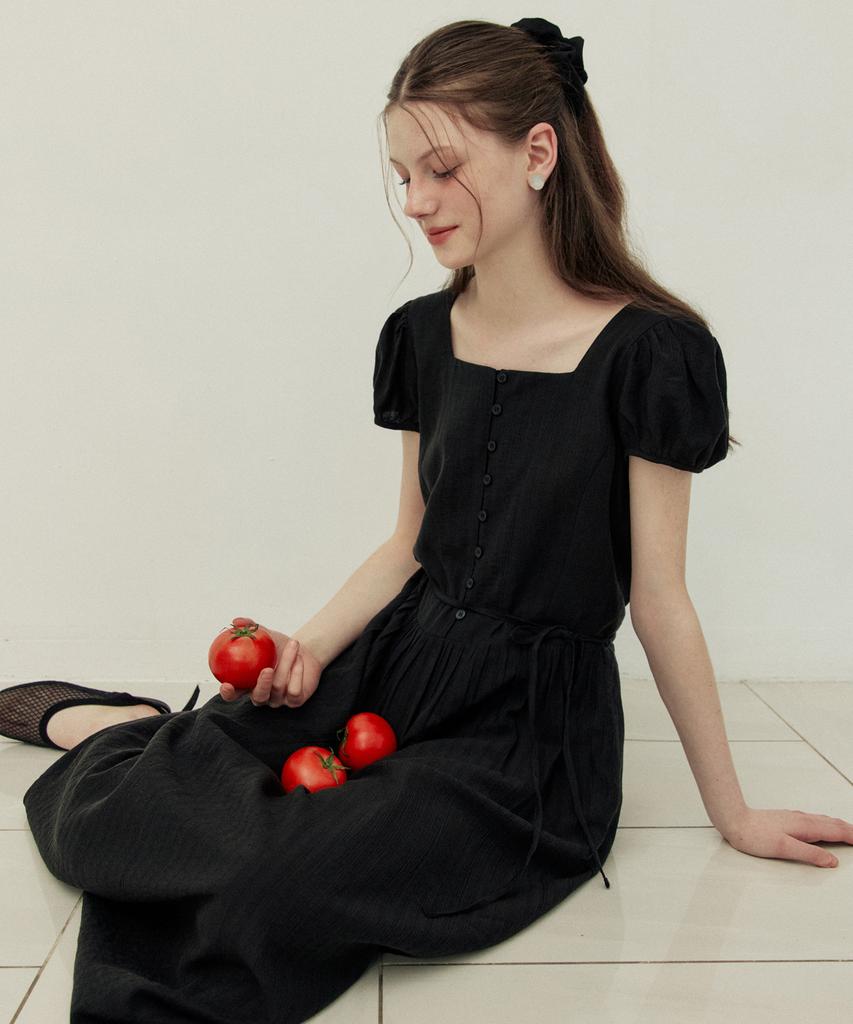 Adowl See Through Choker Law Rise Long Dress - Black