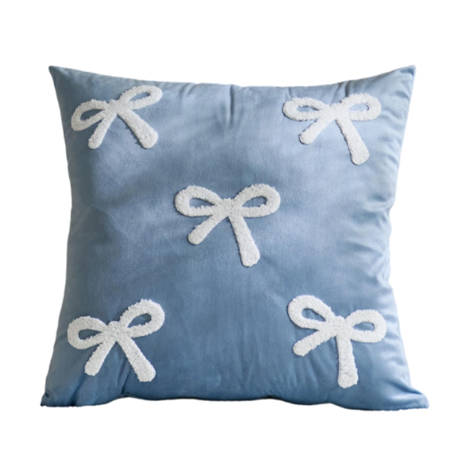 

Velvet Bow-Tie Cushion Cover, Suitable For Bedroom, Living Room, Sofa, And Home Decor. Comfortable 17.72-Inch Cushion Cover. One Size синий