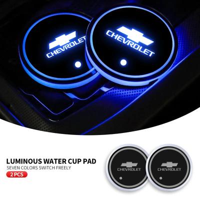 Dbefju1 Car Luminous Water Cup Pad LED Atmosphere Light For Silverado Impala Malibu Equinox Cruze Camaro Cavalier Blazer