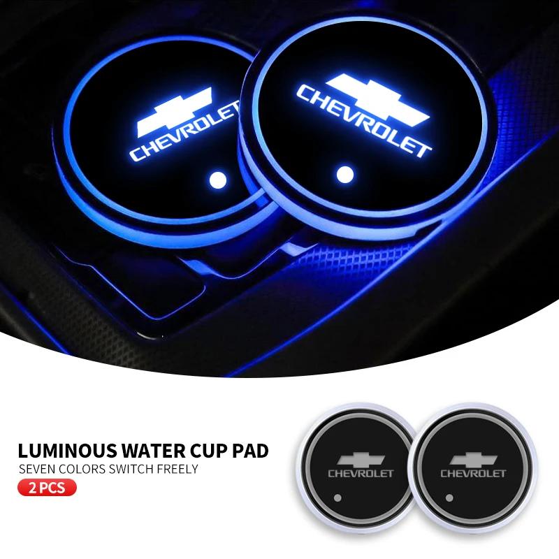 Auto Leuchtende Wasserbecherunterlage LED-Atmosphärenlicht für Chevrolet Silverado Impala Malibu Equinox Cruze Camaro Cavalier Blazer