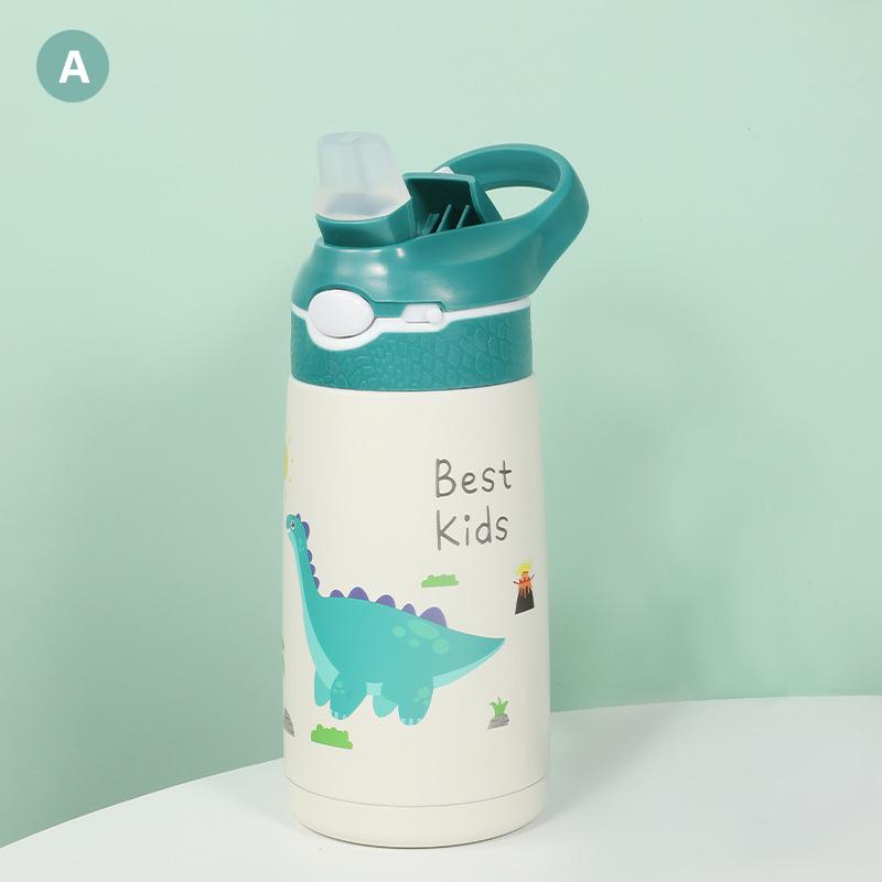 

Кружка-термос из нержавеющей стали, чашка для ребенка, прыгающая крышка, бутылка с водой в виде динозавра зелёный