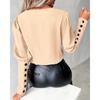 Women's Bottoming Shirt Autumn Fashion V-neck Solid Color Long-sleeved Button Ladies Shirt Shirt
