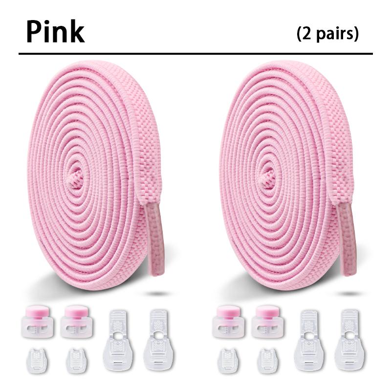 1Pair/2Pair NEW Elastic Shoe Laces Flat Shoelaces Without Ties Kids Round Snap Lock  Adult Quick Shoelace Shoe Accessories