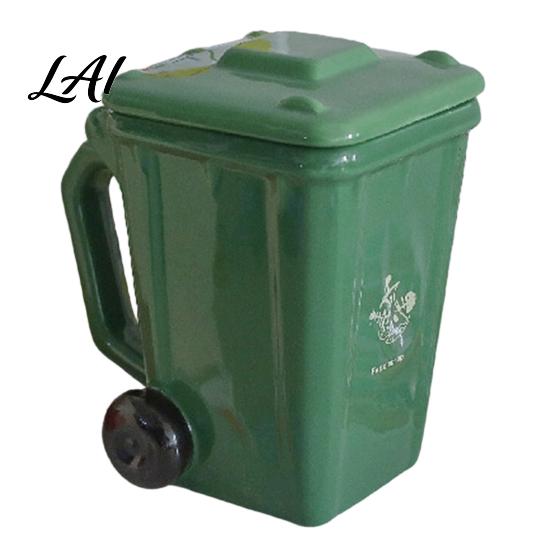 Recycling Bin Coffee Mug Funny Trash Ceramic with Lid Novelty Garbage Can Drinking Tea Cup Educational Handle Mug Gag Gifts for Coworkers, A зелёный