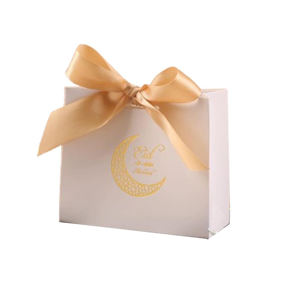 10 Stück Papier Eid Mubarak Geschenkbox Seidenband Snacks Geschenkbox Kreative Süßigkeitentaschen Eid Al Adha