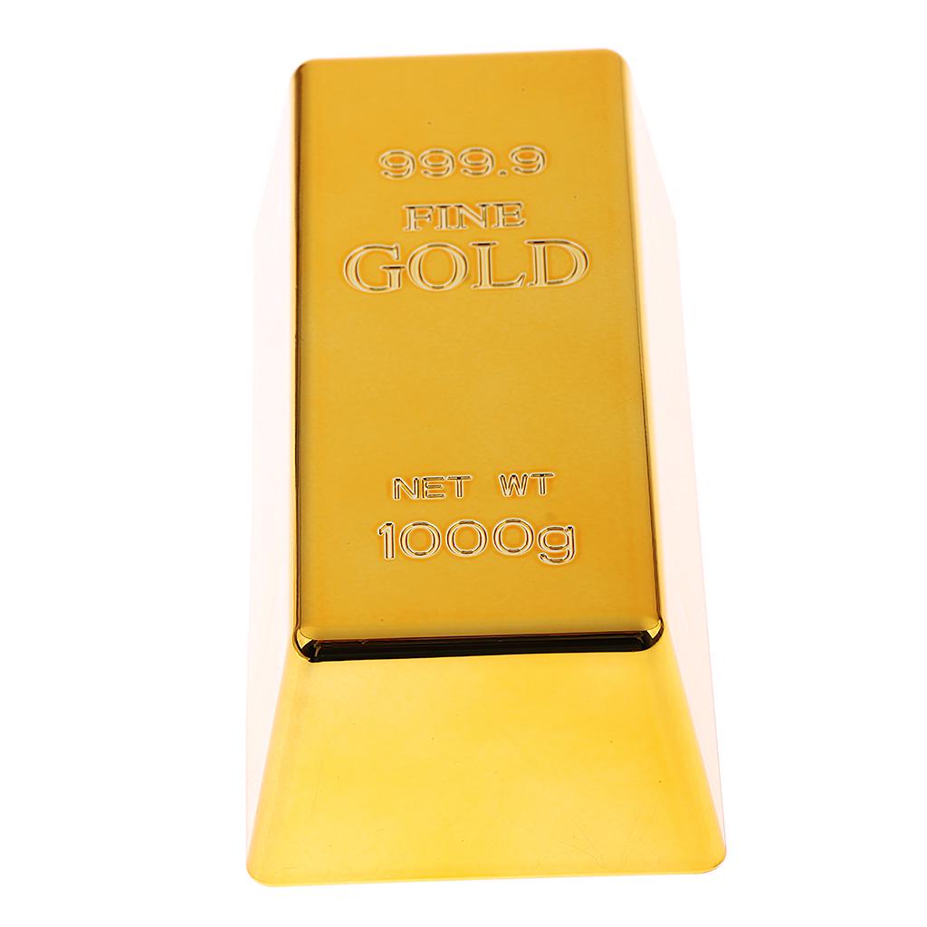 1kg Creative Fake Gold Bar Plastic Golden Paperweight Bullion Bar Simulation New Gold Brick Shape Home Decor for Gifts