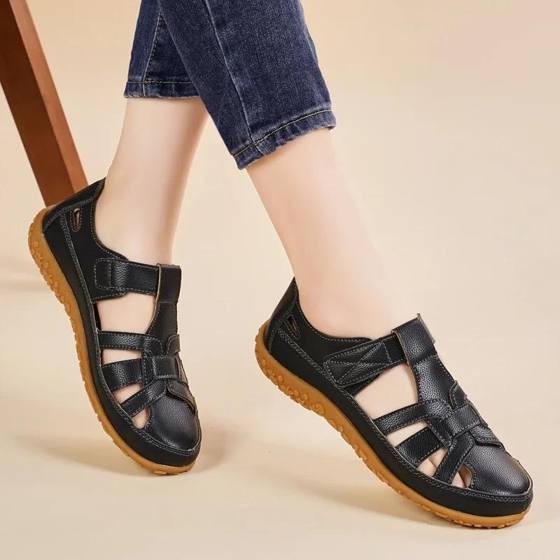 New Summer Loafers Women Sandals Ladies Sandals Comfortable Flats Walking Sandals Covered Toe Beach Shoes Woman Footwear Shoes