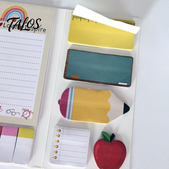 Thick Paper Notes for Journaling Teacher Themed Sticky Notepads Set, Campus Theme Smooth Notes, Cartoon Set Creative Index Stickers Portable