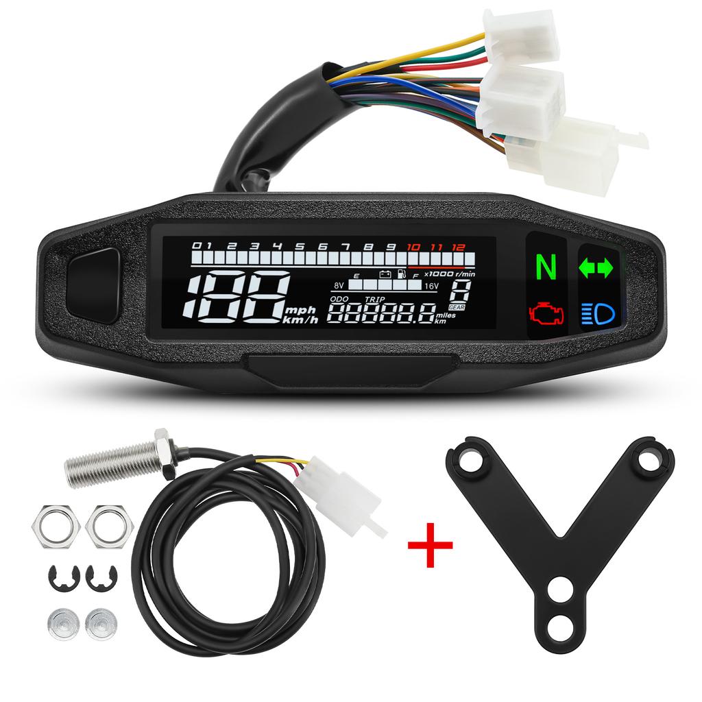 Mini Universal Drehzahlmesser für Motorrad LCD Digitaler Tacho Kilometerzähler Elektromotorrad Geschwindigkeitsmesser Moto Zubehör
