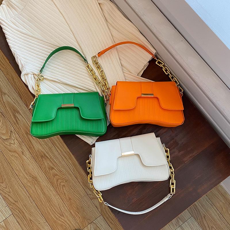 Torebka damska Modna, wszechstronna, skórzana torba typu Crossbody na jedno ramię z łańcuszkiem i klamrą Torebki dla kobiet Designer Luxury