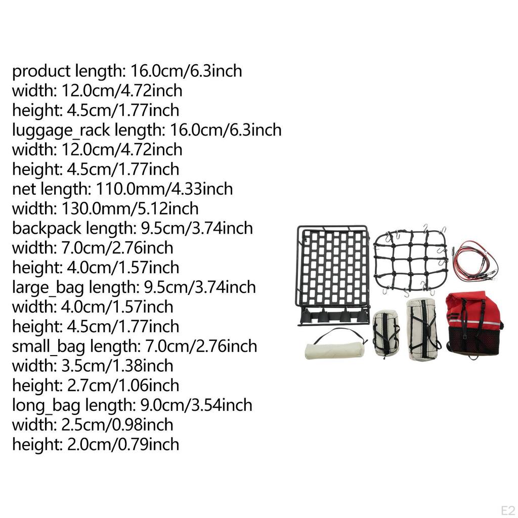 1: 10 RC Crawler Roof Rack and Luggage Set DIY Decoration Parts Accessory for 1/10 1/12 1/14 Models