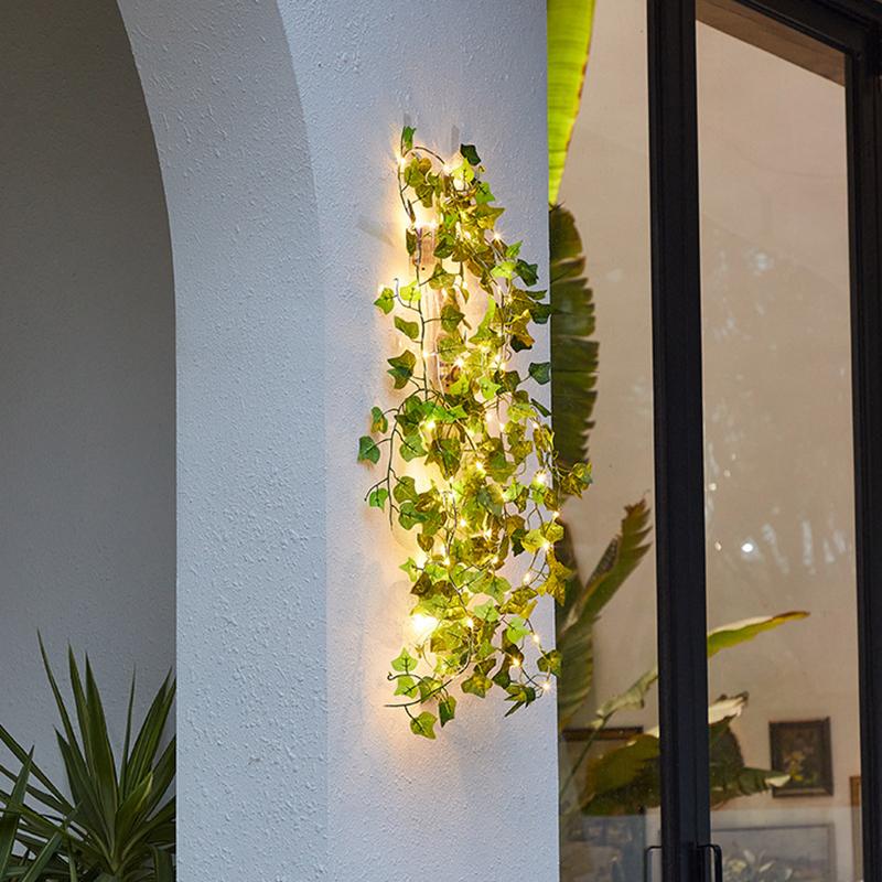 Flower Green Leaf String Lights Artificial Vine Fairy Lights Battery Powered Garland Light For Weeding Home Decor