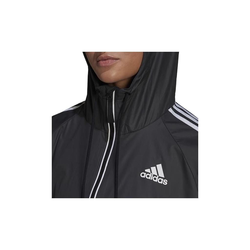 adidas Kurtka damska BSC w paski z kieszenią zapinaną na zamek, ze sznurkiem i kapturem, czarna H55345