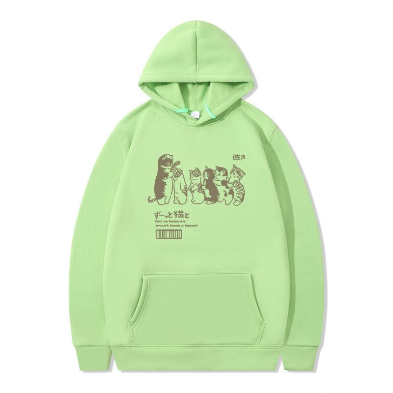 Autumn and Winter Hip Hop Cat Shower Street Printed Sweater Men