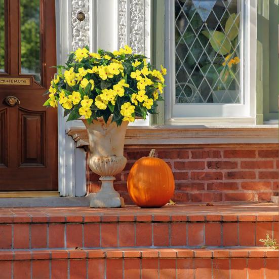 Artificial Impatiens Bunch UV Resistant Faux Flowers Low Maintenance Fake Impatiens Bouquet for Indoor Vase Planters Balcony Decorations