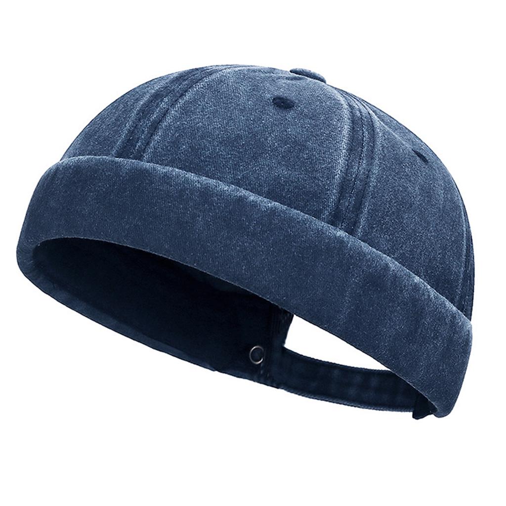 Hip Hop Hat Rolled-Cuff Harbour Hat Distressed Brimless Skull Hat Adjustable Washed Casual Hat for Outdoor Photo Props