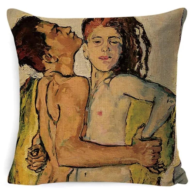 Gustav Klimt Painting Cushion Cover Gold Pattern Print Pillow Cover Throw Pillowcase Decorative For Home S