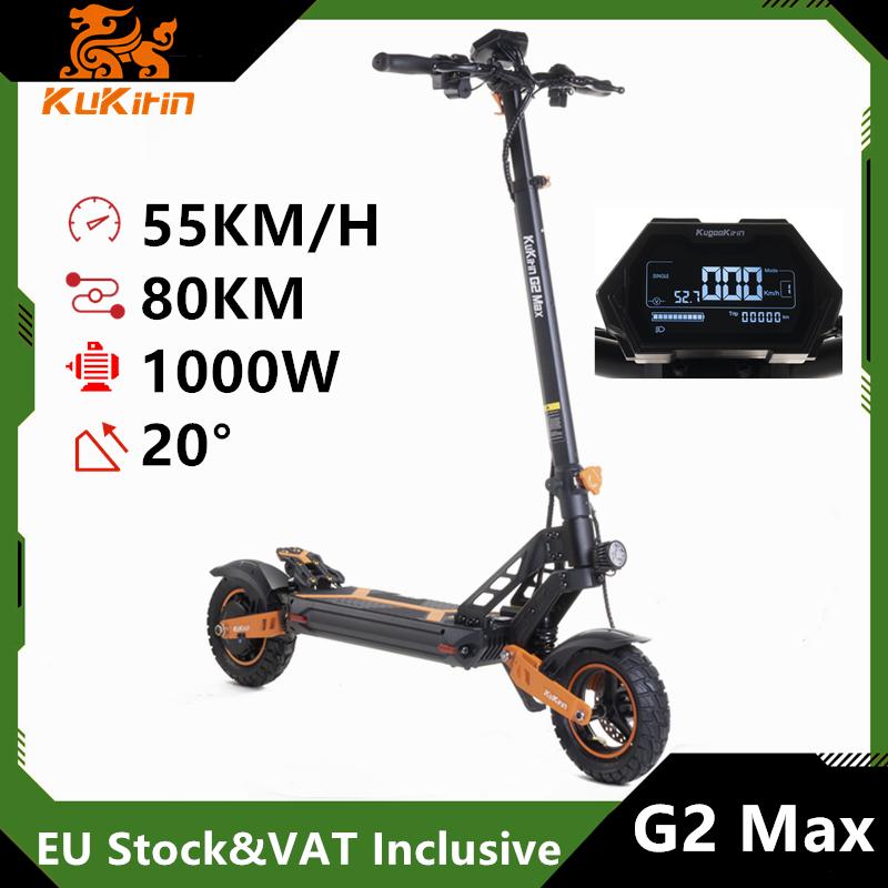 Kugookirin G2 Max Adult Electric Scooter 1000W Powerful EScooter Foldable Kick Scooter Electric Step 55KMH Max Speed