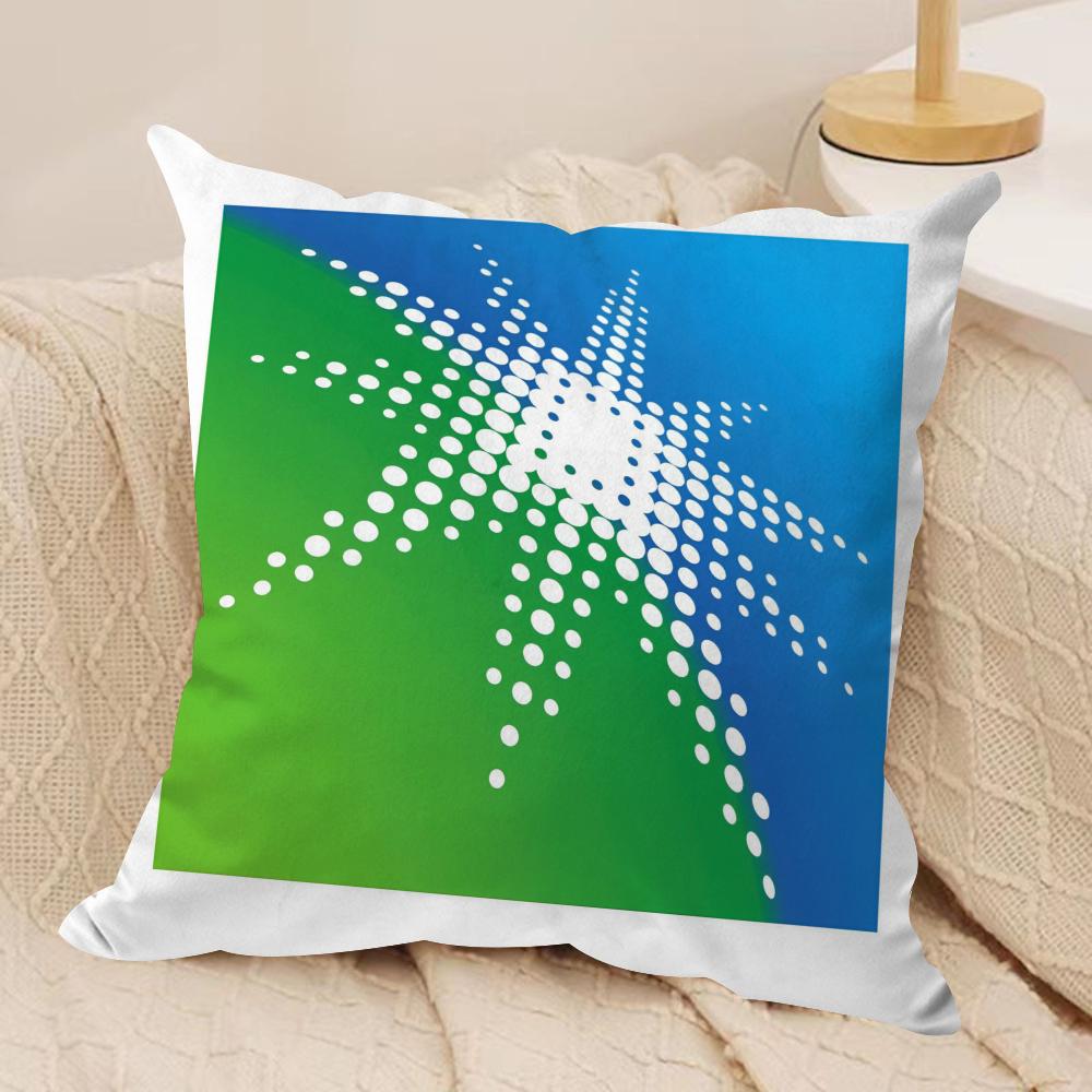 S-Saudi A-Aramco Cushion Cover Soft Plush Fabric Double-Sided Printed Sofa Cushion Cover for All Seasons Home Decor Gift