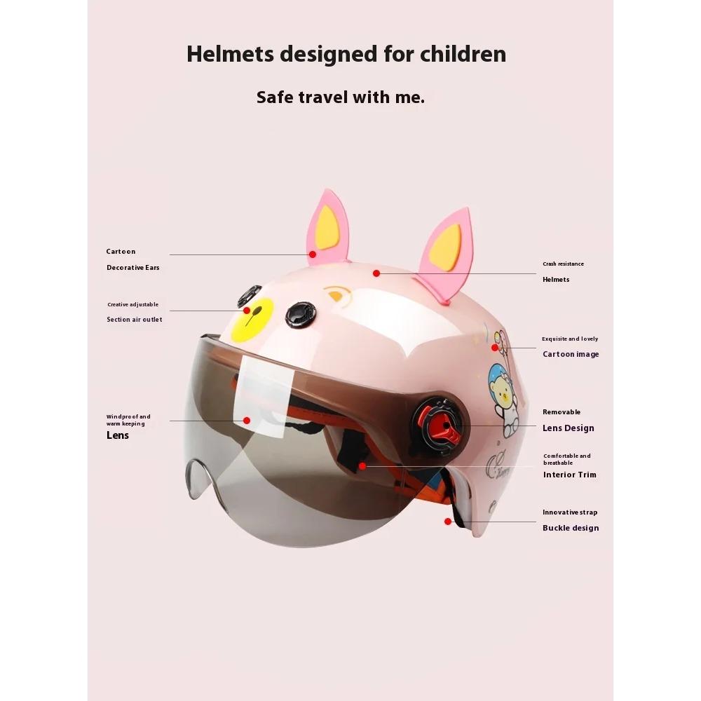 2024 New 3C Certified Children Helmet Girls Boys Electric Vehicles Four Seasons Battery Motorcycle Hard Hats Riding Half Helmets