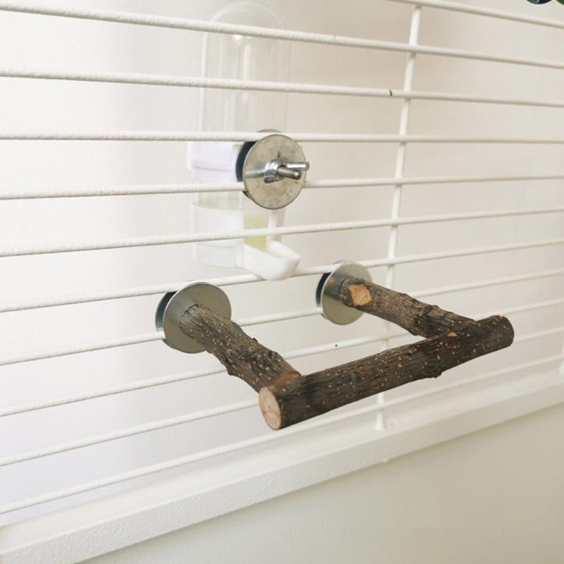 Bird Perch Wood Stand Natural Wood Stick Standing Climbing Bar Paw Grinding Toy for Birds Cage Accessories U-Shape