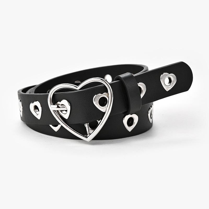 Fashionable Design Heart Decorative Womens Jeans Belt Made Of Faux Leather With Eyelet Details In Elegant Options Color
