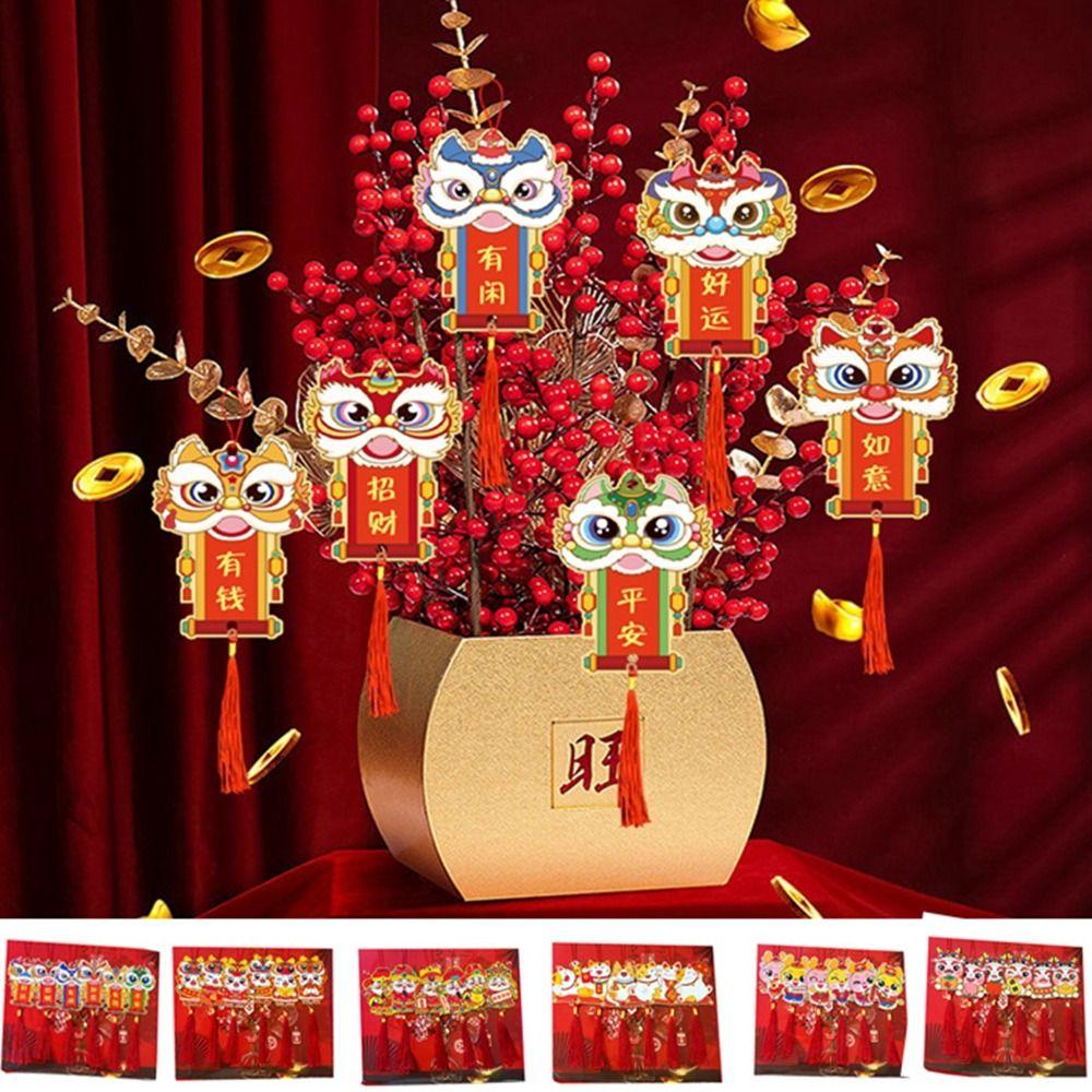 

6шт нежный дракон висит кулон бумага горшечное растение кулон дракон орнамент весенний фестиваль