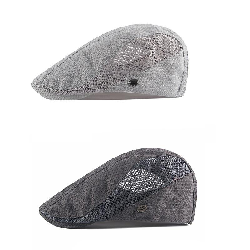 Men Women Breathable Mesh Summer Hat Newsboy Beret Ivy Cap Cabbie Flat Cap Adjustable Vintage Style