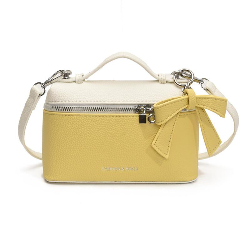 Bow Pendant Color Blocking Urban Women Travel Bags Square Handbag Zipper Holder