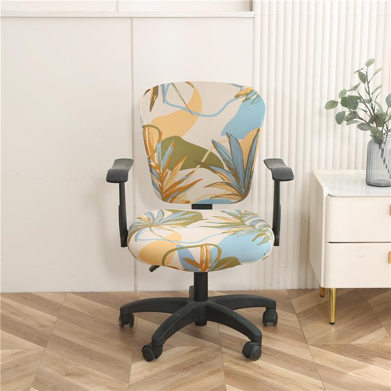 Elastic Office Chair Cover Print Split Computer Armchair Spandex Dust-Proof Seat Covers Stretch Slipcover Living Room