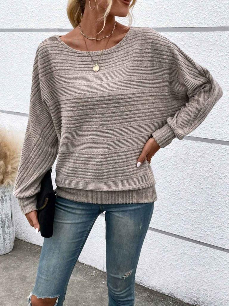Women's Comfortable Casual Solid-Color Long-Sleeve Crew Neck Pullover Top