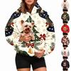 Women's Stylish Christmas Print Hoodie with Pet Pocket, Casual Holiday Pullover for Winter Wear