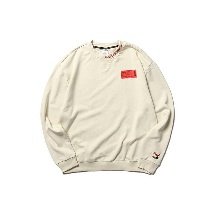 PUMA Culture Maker Crew Sweat Pullover Round Neck Creamy White Men s 597910-68 XS