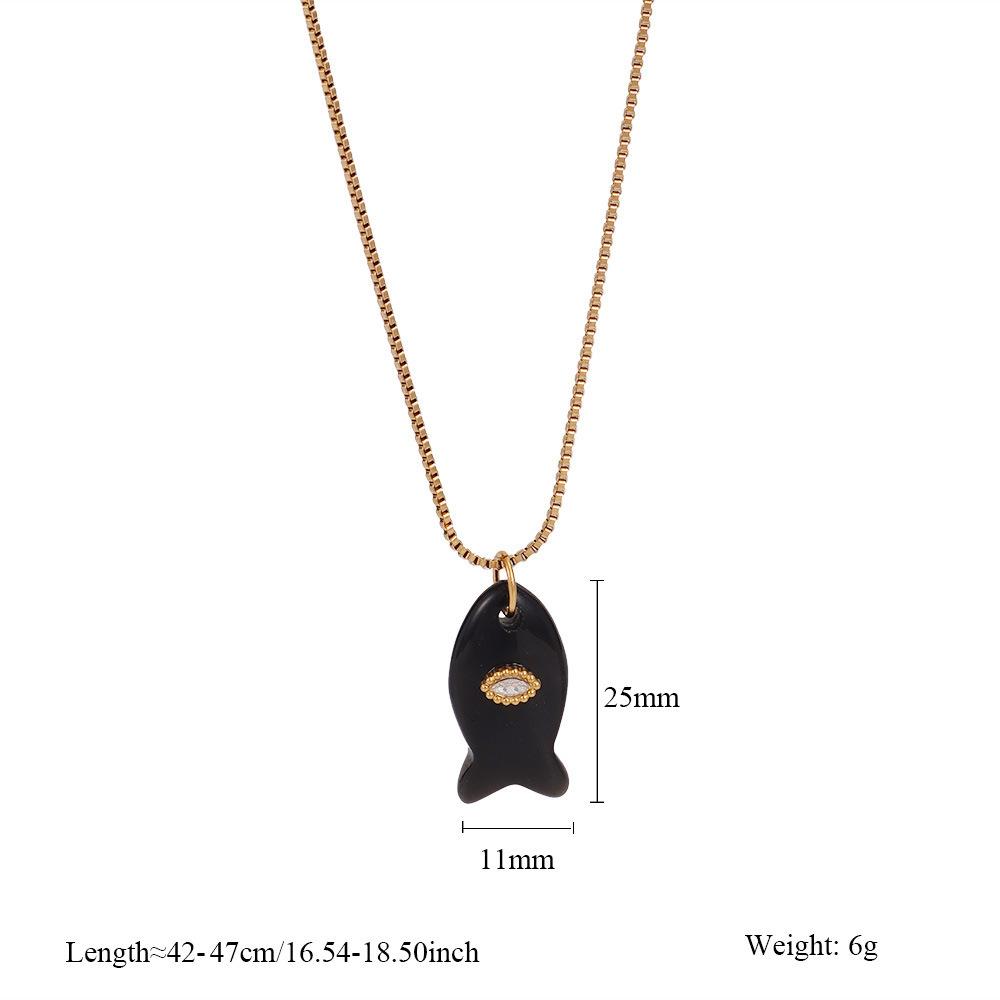  Waterproof Stainless Steel Stone Fish Clavicle Pendant Necklace for Women New Arrivals Trend Jewelry Gift 2025