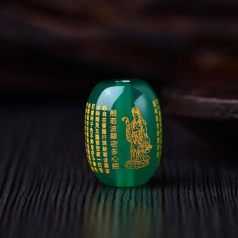 

Natural Agate Bucket Beads Bronzing Prajna Paramita Multi-Heart Sutra, Great Compassion Mantra Black And Yellow Diy Buddha Beads With Beads small size 10*14mm