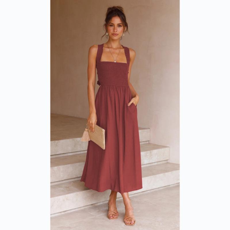Damen Sommer Sexy Neckholder-Ausschnitt Neckholder-Kleid