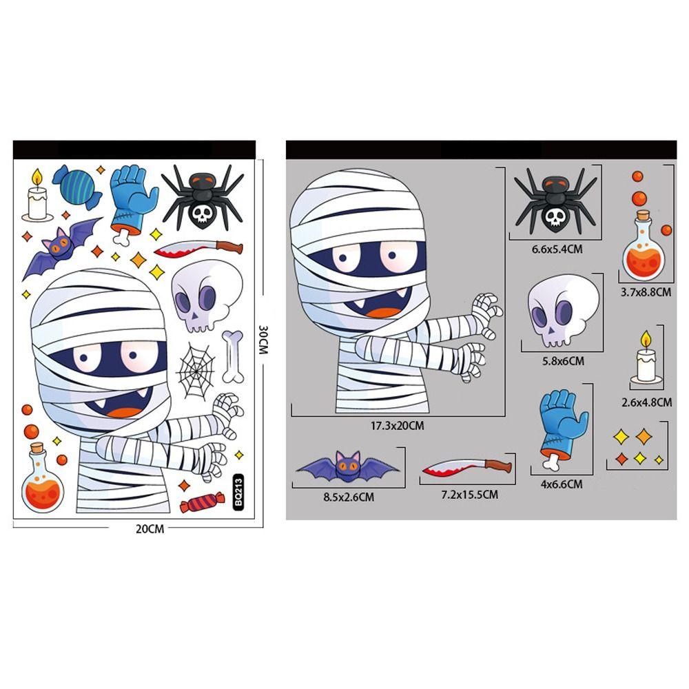 Cute Halloween Window Stickers Witch Bat Pumpkin Skull Self-adhesive Stickers Home Decoration