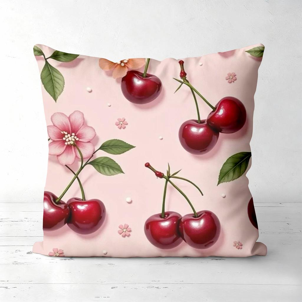 Cherry Patterned Cushions Pink Bow Decor Home Accent Polyester pillowcase, sofa decorative cushion cov Headboard Pillow