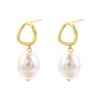 ZHUKOU 4 gold-plated, zirconium-set gold pearl dangle earrings, 1 pair: VE1359-1362
