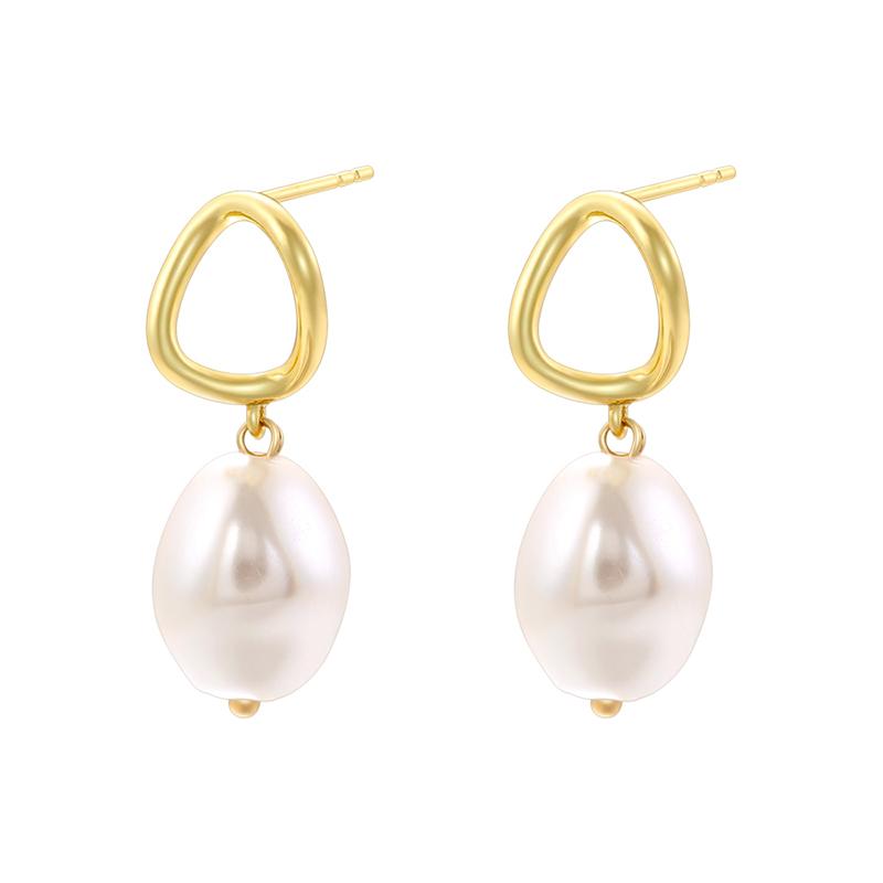 ZHUKOU 4 gold-plated, zirconium-set gold pearl dangle earrings, 1 pair: VE1359-1362